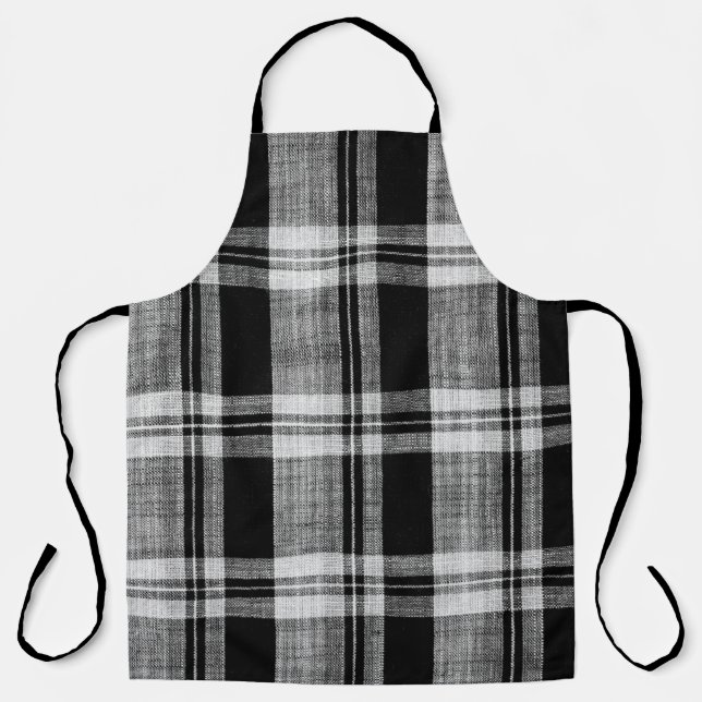 White and black checkered plaid fabric texture for apron (Front)