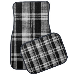 White and black checkered plaid fabric texture for car floor mat