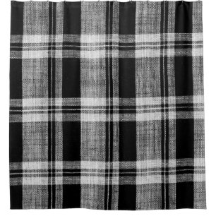 White and black checkered plaid fabric texture for shower curtain