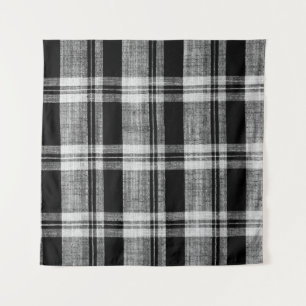 White and black checkered plaid fabric texture for tapestry