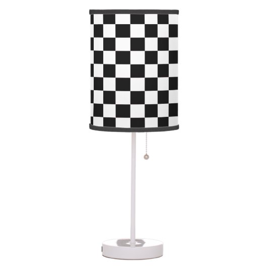 White and Black Checkered Shaded Lamp (Left)