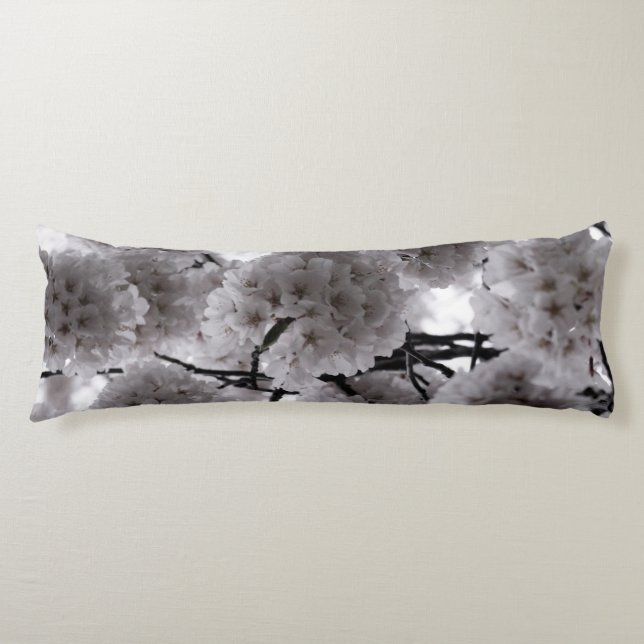 White and Black Cherry Blossoms Body Pillow (Front)