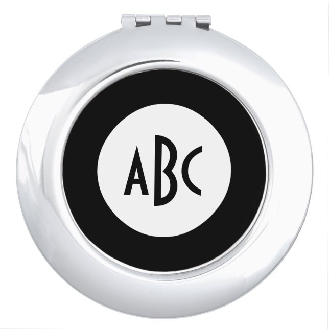 White and Black Circle Monogram Makeup Mirror (Front)