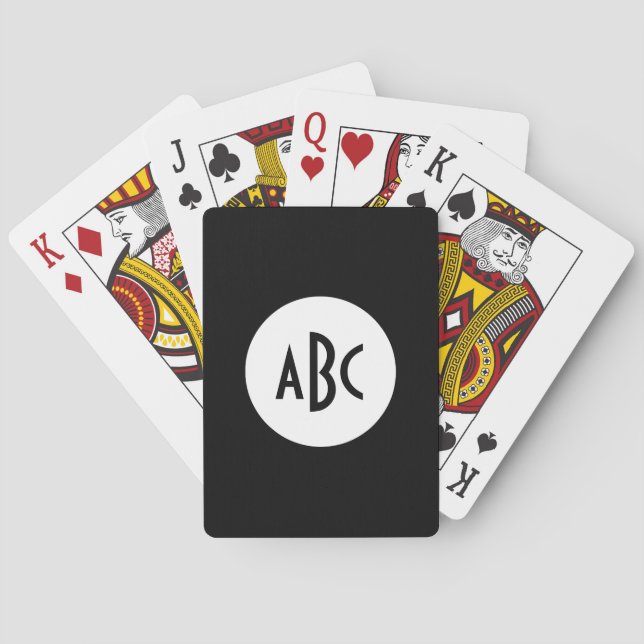 White and Black Circle Monogram Poker Cards (Back)