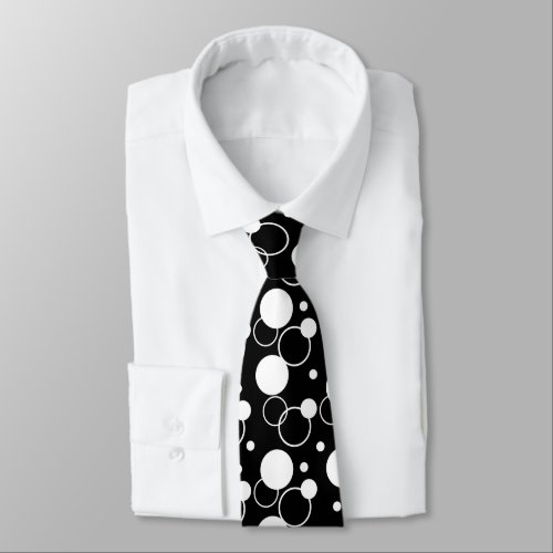 White and Black Circle Neck Tie