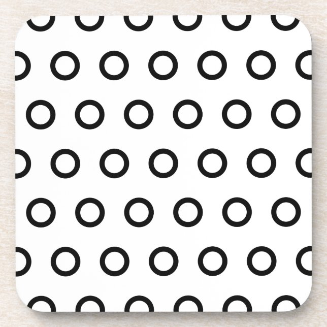 White and Black Circles Beverage Coaster (Front)