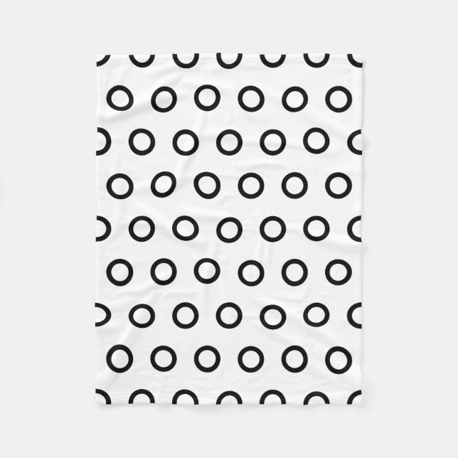 White and Black Circles Fleece Blanket (Front)