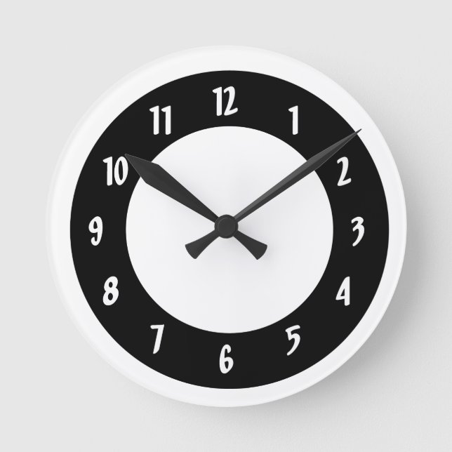 White and Black Circles Round Clock (Front)