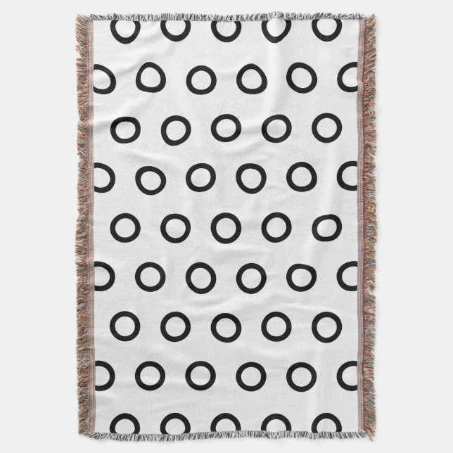 White and Black Circles Throw Blanket (Front Vertical)