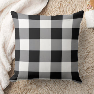 White and black Classic Farmhouse Buffalo Plaid Throw Pillow