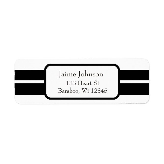 White and Black Classy  Return Address Sticker (Front)