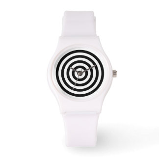 White and Black Concentric Circles Rings Pattern Watch