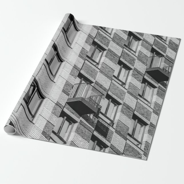 WHITE AND BLACK CONCRETE BUILDING WRAPPING PAPER (Unrolled)