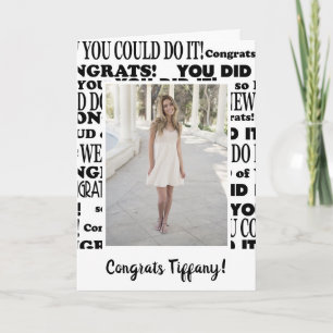 White and Black Congratulations Grad Photo Card