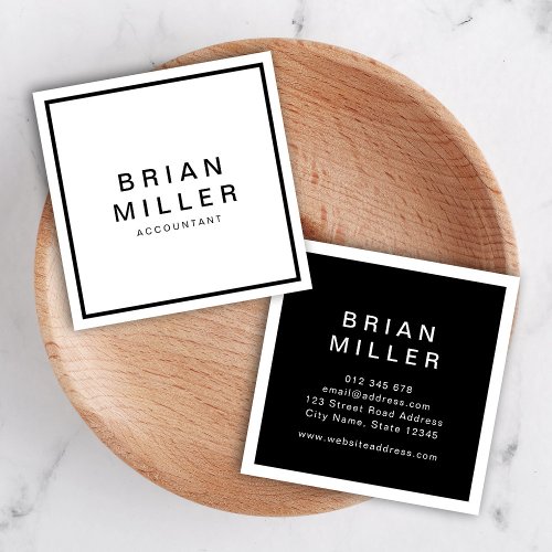 White and Black Corporate Modern Professional Square Business Card