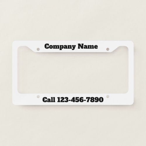 White and Black Create Your Own Marketing License Plate Frame