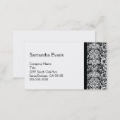 White and Black Damask Business Card (Front/Back)