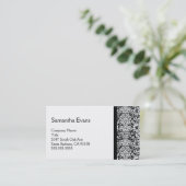 White and Black Damask Business Card (Standing Front)