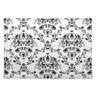 White and Black Damask Cloth Placemat