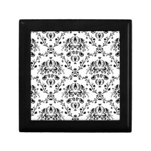White and Black Damask Keepsake Box