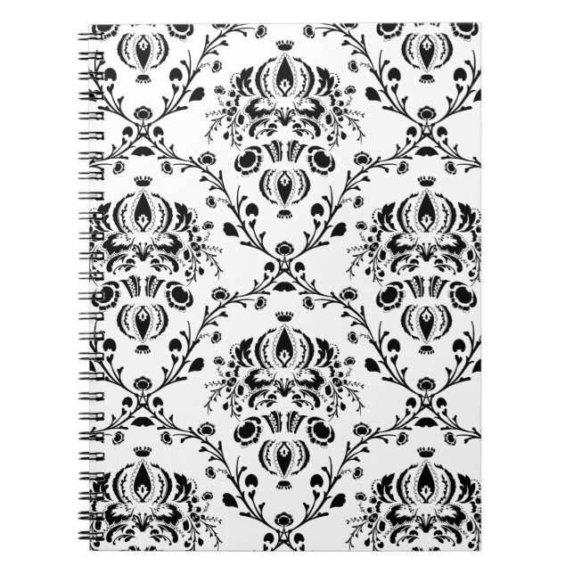 White and Black Damask Notebook (Front)