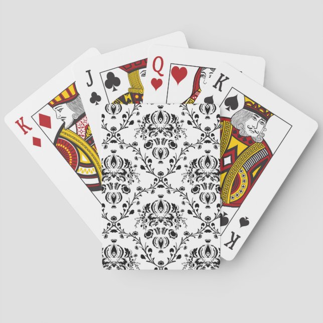 White and Black Damask Poker Cards (Back)