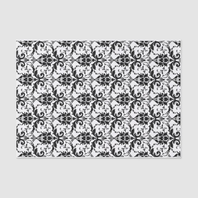 White and Black Damask tissue paper (Front)