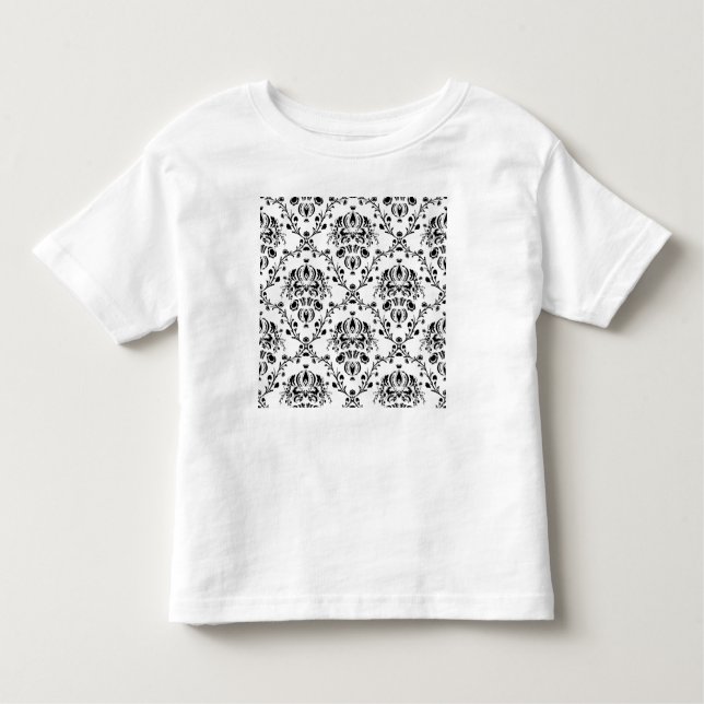 White and Black Damask Toddler T-shirt (Front)
