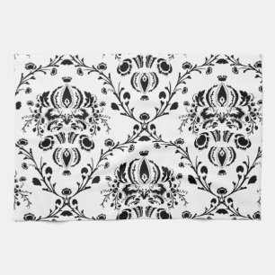 White and Black Damask Towel