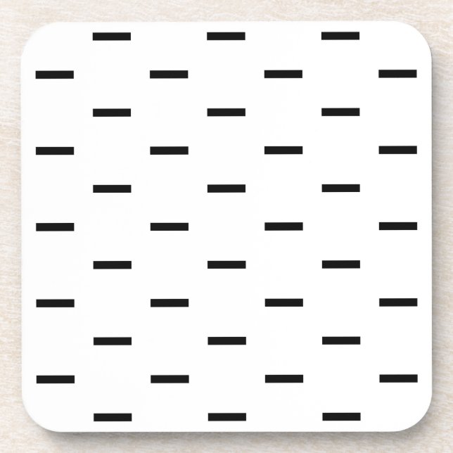 White and Black Dashes Beverage Coaster (Front)