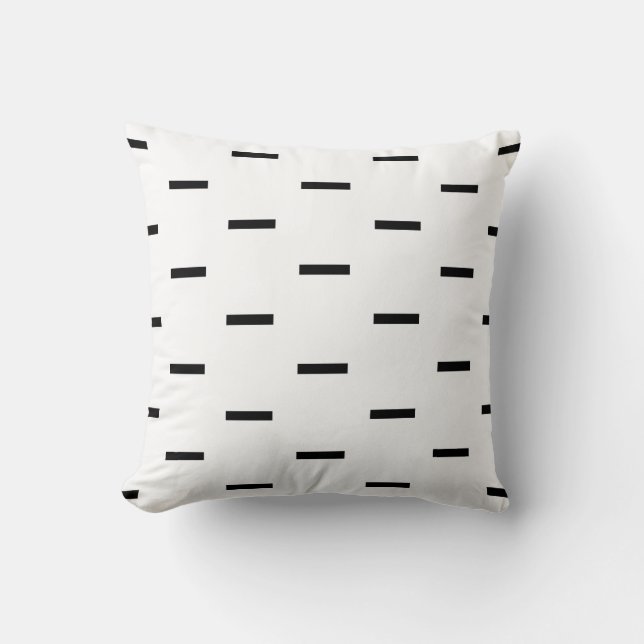 White and Black Dashes Throw Pillow (Front)