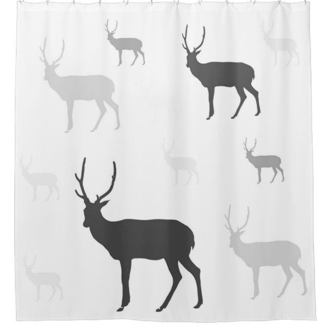 White and black deer silhouette throw pillow shower curtain (Front)