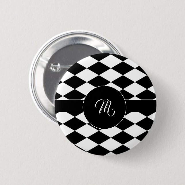 White and black diamond pattern  button (Front & Back)