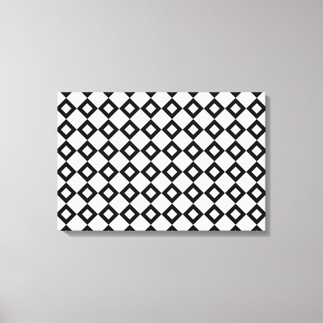 White and Black Diamond Pattern Canvas Print (Front)