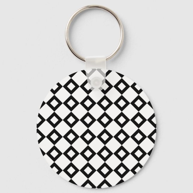 White and Black Diamond Pattern Keychain (Front)
