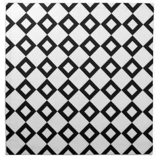 White and Black Diamond Pattern Napkin