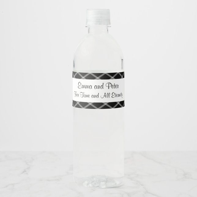 White and Black Diamonds Romantic Sentiment Water Bottle Label (Front)