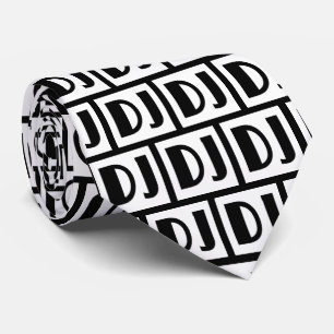 white and black DJ design Neck Tie