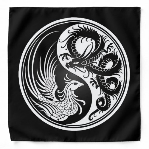 White and Black Dragon Phoenix Yin Yang Bandana