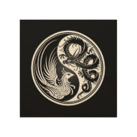 White and Black Dragon Phoenix Yin Yang