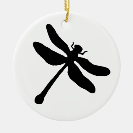 White And Black Dragonfly Ceramic Ornament