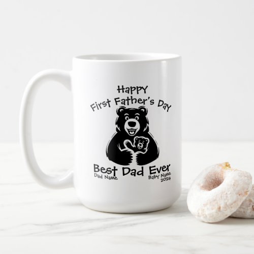 White and black First Fathers day cute bear Coffee Mug