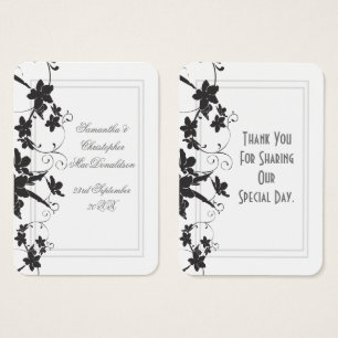 White and black floral wedding thank you tag