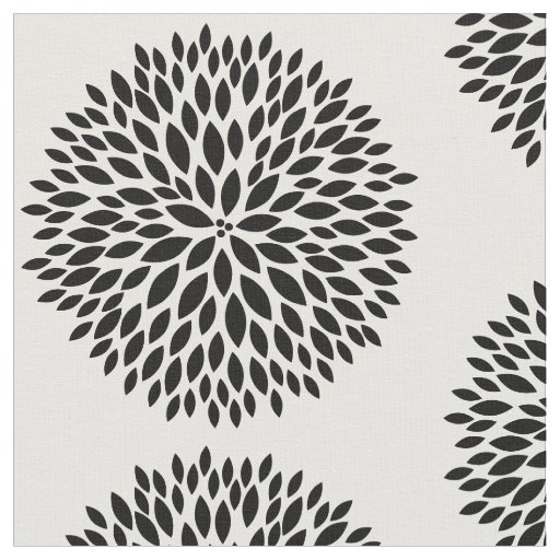 White and Black Flowers Fabric
