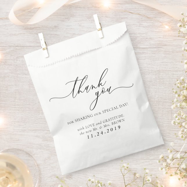 White and Black Formal Minimalist Wedding Favor Bag (Clipped)