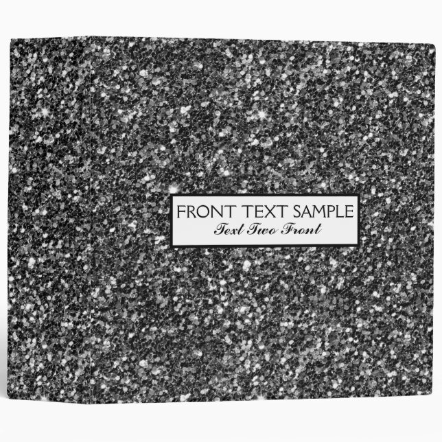 White And Black Glitter Pattern 3 Ring Binder (Front/Spine)