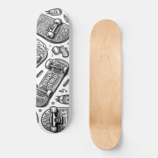 White and Black graffiti design 2 Skateboard