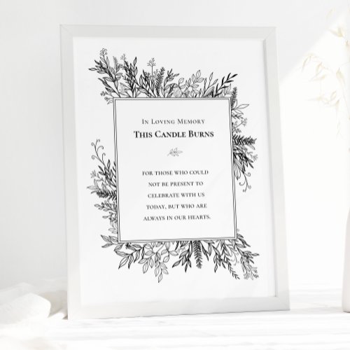 White and Black Greenery Wedding This Candle Burns Poster