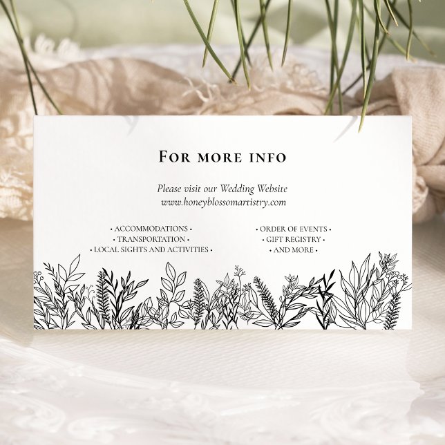 White and Black Greenery Wedding Website Enclosure Card (Creator Uploaded)