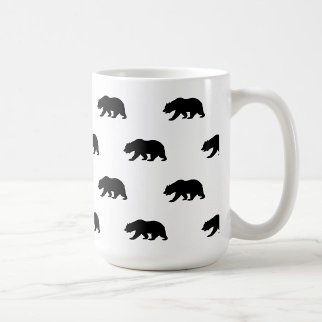 White and Black Grizzly Bear Pattern Coffee Mug (Right)